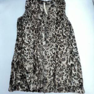 Uncle Frank Faux Fur animal print Vest Cardigan Size XS